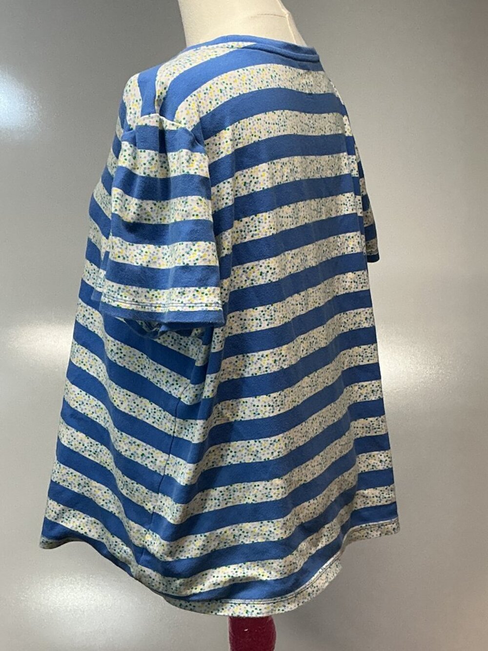 Kim Rogers Perfectly Soft XXL Blue Striped Cotton Tee Coastal Cottagecore - Picture 4 of 10